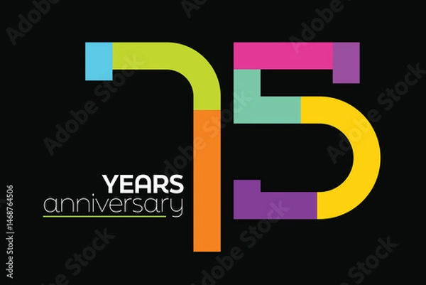 Fototapeta Flat Colorful 75th Anniversary Number