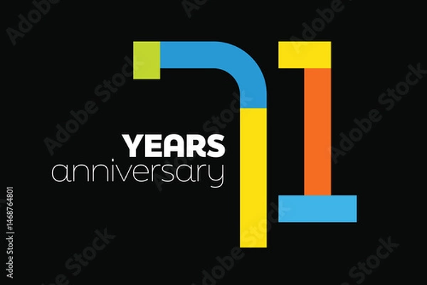 Fototapeta Flat Colorful 71st Anniversary Number