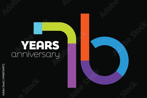 Fototapeta Flat Colorful 76th Anniversary Number