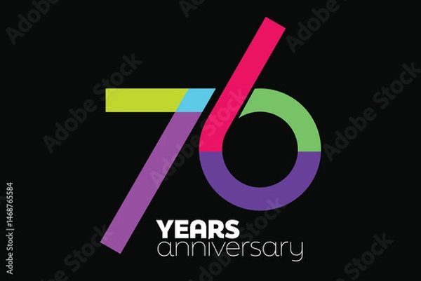 Fototapeta Flat Colorful 76th Anniversary Number