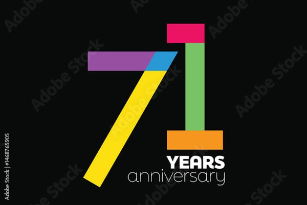 Fototapeta Flat Colorful 71st Anniversary Number