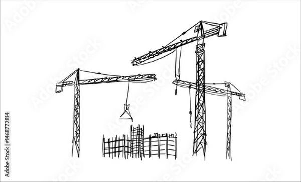Fototapeta Building crane sketch