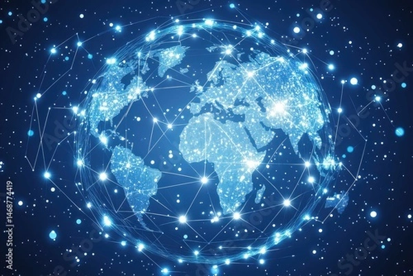 Fototapeta Global network interconnected sphere