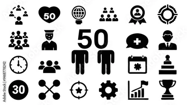 Fototapeta Partnership Collaboration Line Icon Set Vector Graphic