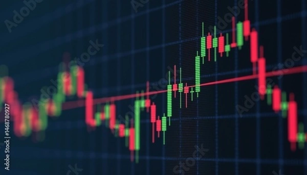 Obraz Cryptocurrency chart with fluctuating market indicators