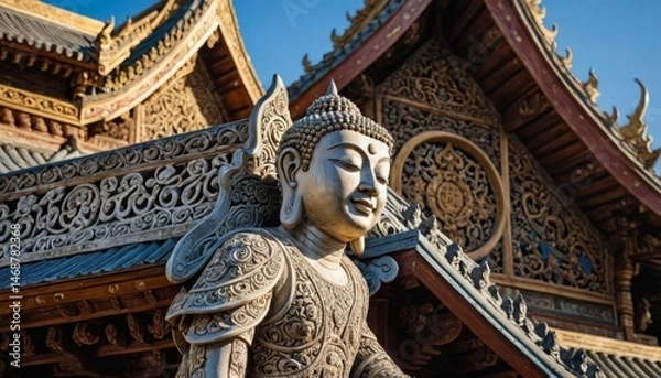 Fototapeta Serene Buddha Statue at a Chinese Temple