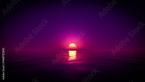 Fototapeta A beautiful sunset over the surface of the ocean.