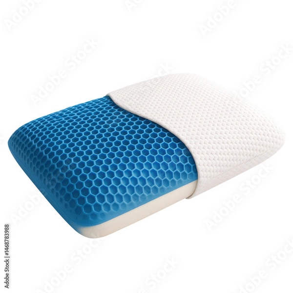 Fototapeta Comfortable memory foam pillow with unique honeycomb design, featuring cooling gel layer for enhanced sleep quality and support