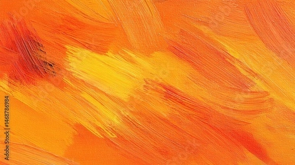 Fototapeta Vibrant Orange Abstract Background with Expressive Brush Strokes