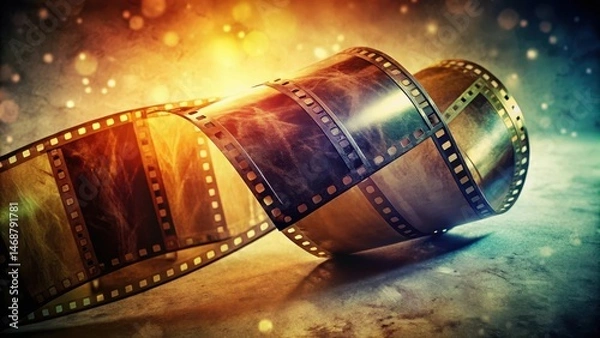 Fototapeta Film Roll with Fading Color, fading film, aged motion picture, fading film, aged motion picture