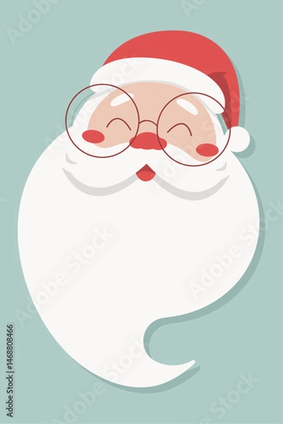 Fototapeta Vector illustration of Santa Claus with glasses, red hat, and long beard. Ideal for Christmas cards, winter holidays, gifts, and seasonal design.