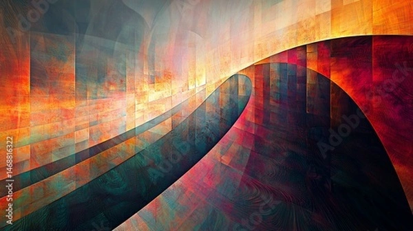 Fototapeta Abstract swirling path, fiery background, digital art, website banner