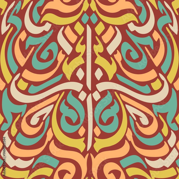 Fototapeta Background Intricate Calligraphic Arabesque in Warm Tones for Decorative Applications
