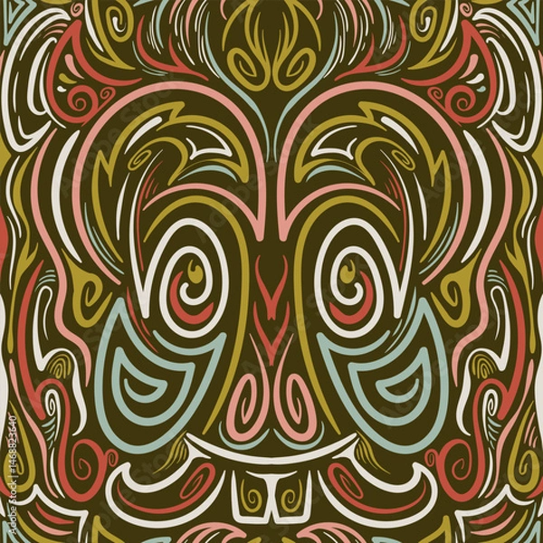 Fototapeta Background Intricate Tribal Mask A Colorful and Symbolic Abstract Artwork