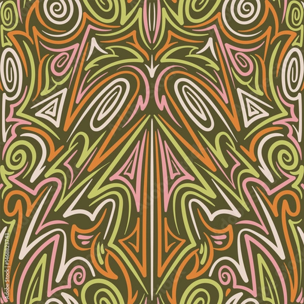 Fototapeta Background Psychedelic Swirls An Abstract Mandala of Colorful Lines and Geometric Shapes