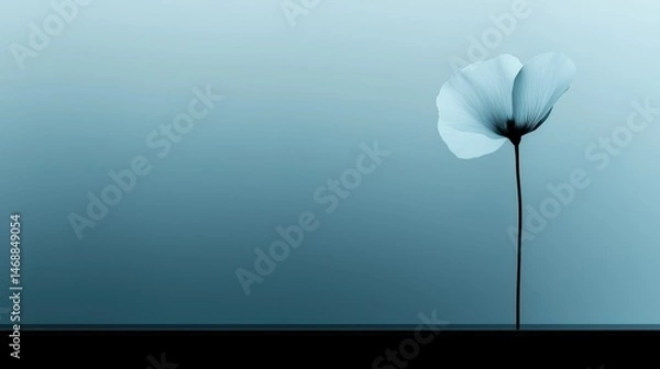 Fototapeta A lone delicate flower in the foreground against a gradient background