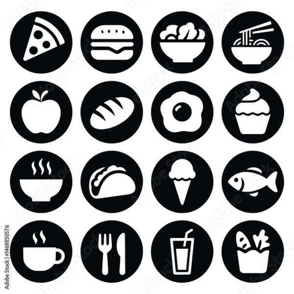Obraz Food & Drink Icon Set PNG Bundle