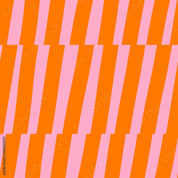 Fototapeta Seamless abstract background of red slanted vertical stripes on pink background, zigzag, flat style