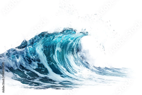 Obraz Realistic sea wave crashing in motion on a clear background, perfect for surfing, beach, and water themes
