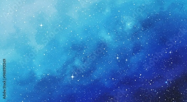 Fototapeta Abstract celestial watercolor background with starry night gradient effect