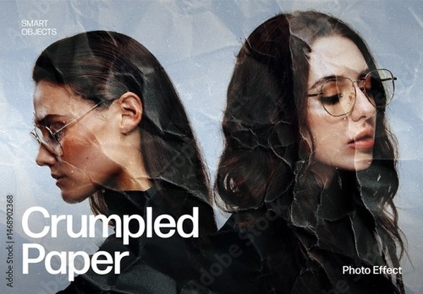 Fototapeta Crumpled Paper Photo Effect Template