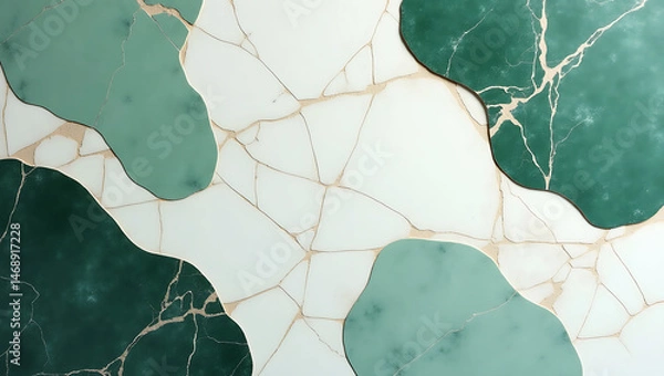 Obraz Natural Green and White Stone Texture – Abstract Marble-Inspired Surface with Organic Veins and Polished Finish