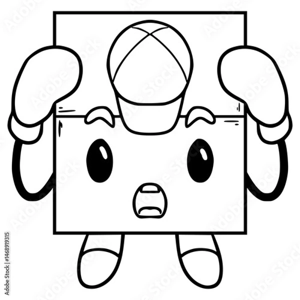 Obraz cube character illustration hand drawn outline vector