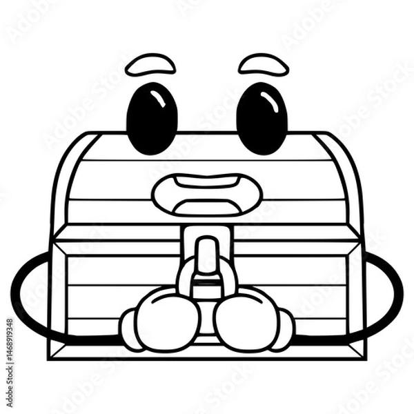 Obraz treasure chest character illustration hand drawn outline vector