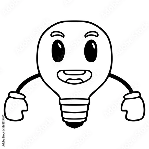 Obraz bulb character illustration hand drawn outline vector