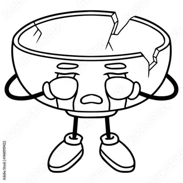 Obraz broken bowl character illustration hand drawn outline vector