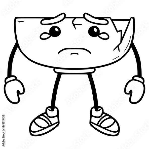 Obraz broken bowl character illustration hand drawn outline vector