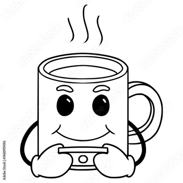 Obraz mug character illustration hand drawn outline vector