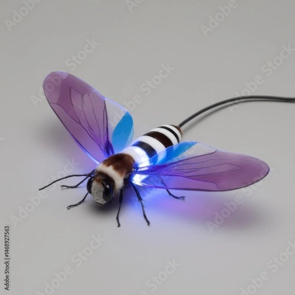 Fototapeta Mechanical insect antenna design featuring fiberoptic technology in a studio environment gigapixel standard