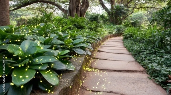 Fototapeta Nighttime forest trail adventure enchanted pathway nature photography serene environment pathway viewpoint magical atmosphere
