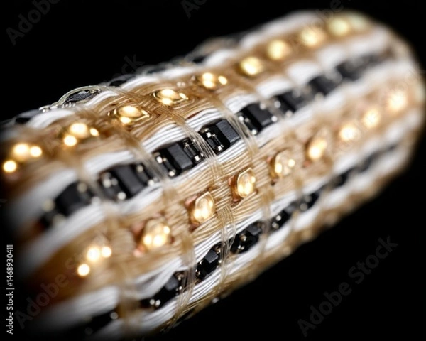Fototapeta Steampunk-inspired fiberoptic machinery with brass elements studio environment close-up view high-resolution concept