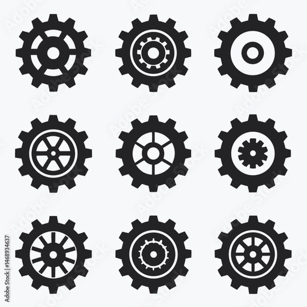 Fototapeta vector set of gears, machine gear collection