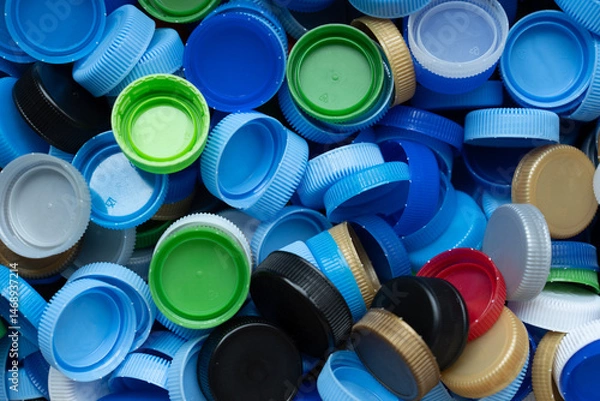 Fototapeta Close up plastic bottles for recycling to conserve the environment, recycling, reuse, garbage disposal, save the world concept