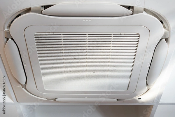 Fototapeta Close up air conditioning central system installed on the ceiling