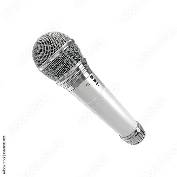 Obraz Sleek White Wireless Microphone Isolated on transparent background