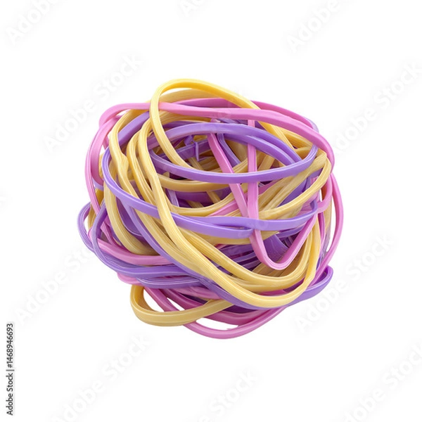 Obraz Abstract Colorful Rubber Bands Knot, Twisted and Tangled