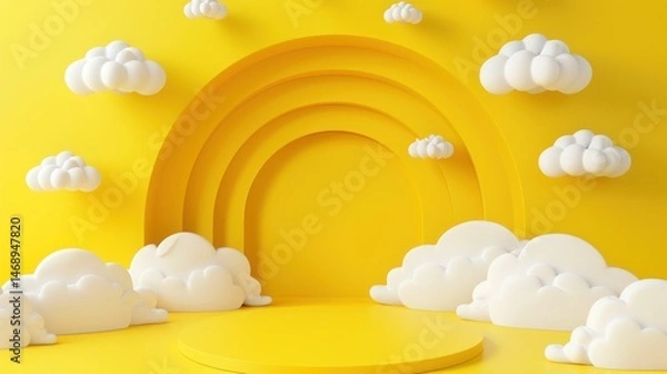 Fototapeta Yellow display with clouds