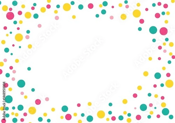 Obraz Colorful Polka Dot Border Design Template Festive Bright Yellow Pink Teal Circles Background Dots