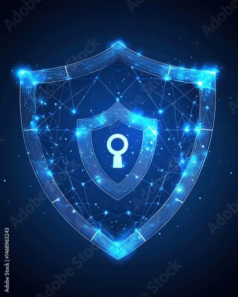 Obraz Digital Shield Technology with Network Connections and Lock Icon