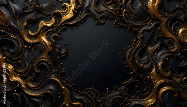 Obraz Black and Gold Texture Abstract Seamless Fractal Art Background for Creative Design and Desktop Wallpaper Decoration