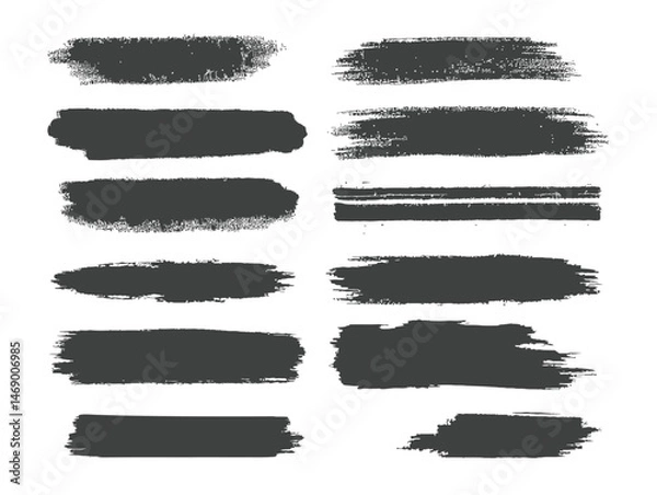 Fototapeta Artistic black brush strokes on white background.