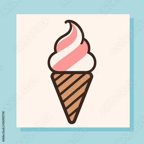 Obraz Ice cream vector illustration, summer food, icecream, gelato
