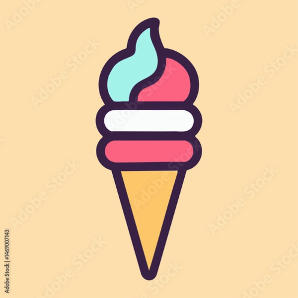 Obraz Ice cream vector illustration, summer food, icecream, gelato
