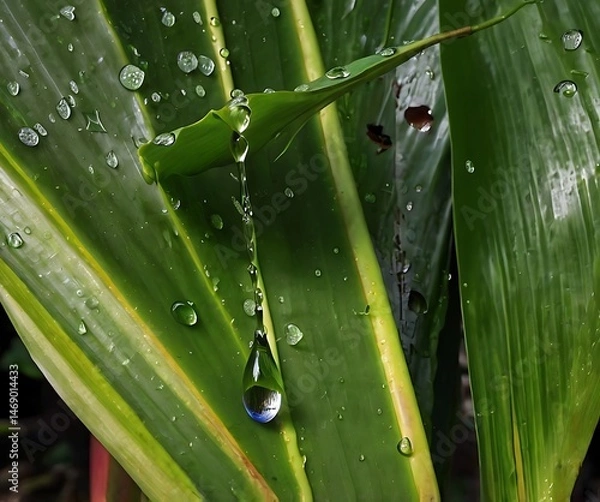 Obraz water drops on a leaf