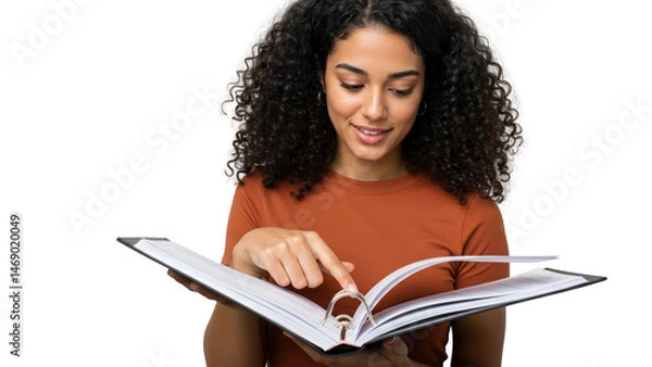 Obraz Woman reading binder document