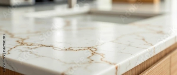Obraz Modern marble countertop with beige veining and soft focus
